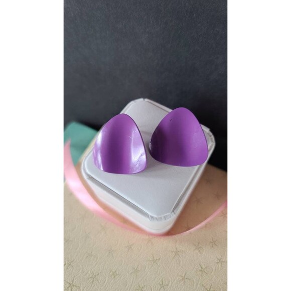 1980s Purple Wavy Earrings - Picture 4 of 10